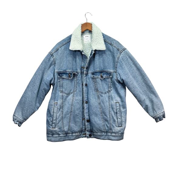 Cotton On 91 Fleece Lined Denim Blue Jean Trucker Winter Indie Jacket Men's M - Picture 1 of 6